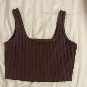 Brown ruffle tank top